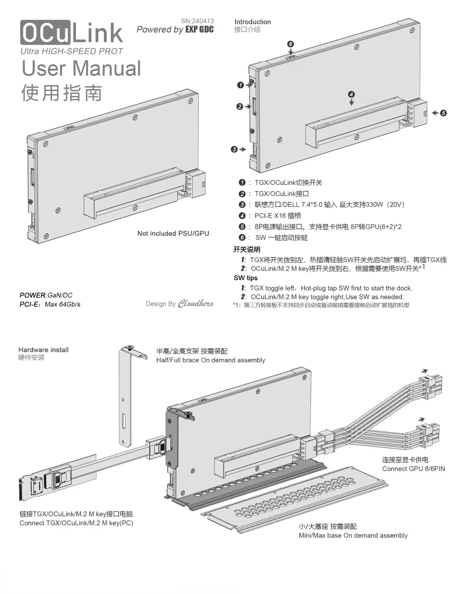 OCuP4GaN OCuLink GPU Dock Case - External Gpu Dock Pcie 4.0 Oculink recensione e prezzo